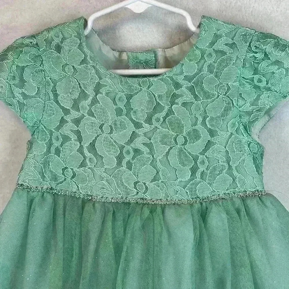 Healthtex Dress Toddler 3T Aqua Blue Lace Tulle Party Formal Sparkles Lined - Picture 3 of 11
